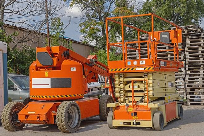 forklift operator transporting heavy loads in a warehouse in Key Biscayne